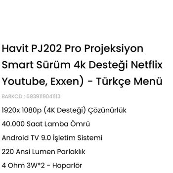 Media Markt Havit Marka Projeksiyon Cihazı