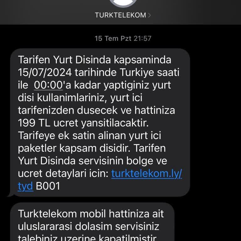 Türk Telekom Yurt Dışına Çıkmadan 199₺ Ücret Yansıttı