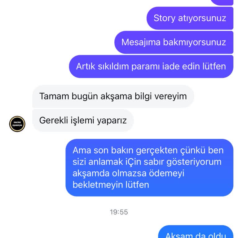 Onlineesarpcım (Instagram) Para İadesinin Yapılmasını İstiyorum