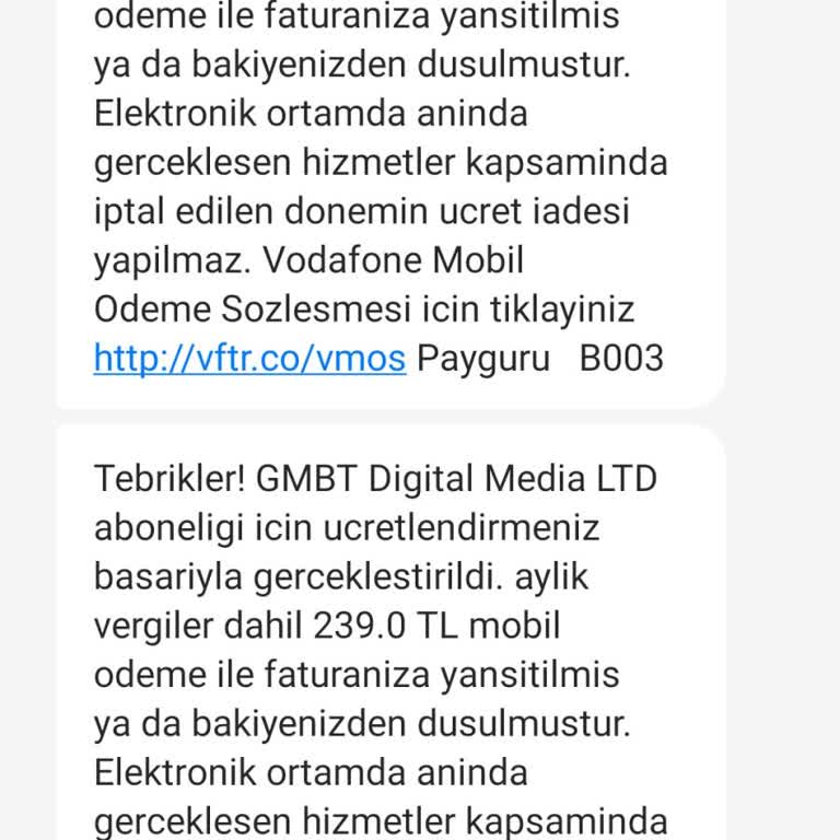 Vodafone Uygulamaların Faturaya Para Yansıtması