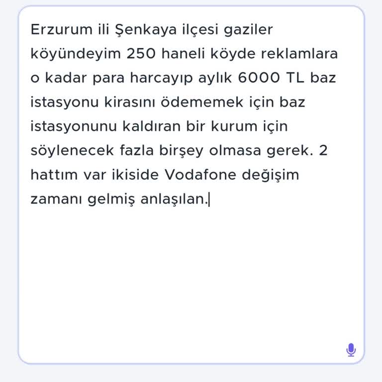 Vodafone Yine Çekim Sorunu Ve Yine Baz İstasyonu Kirası
