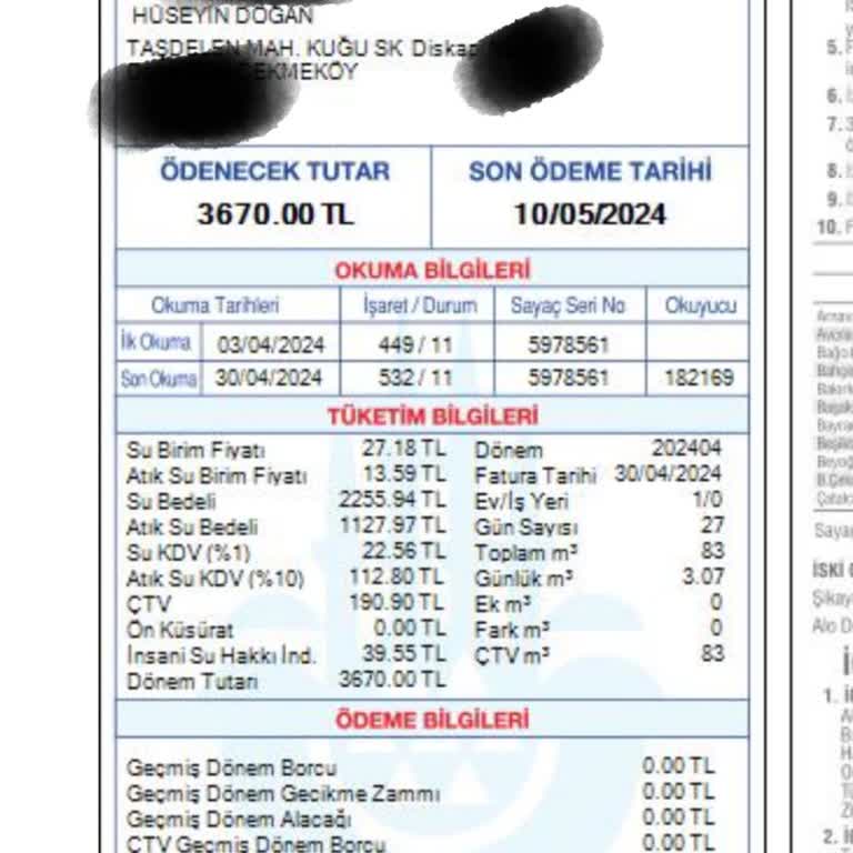İBB - İstanbul Büyükşehir Belediyesi Evde Olmadığım Tarihe 3600 TL Su Faturası
