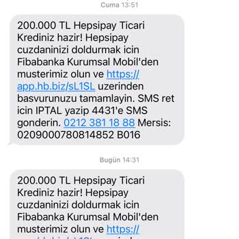Fibabanka SMS İle Rahatsız Ediyor