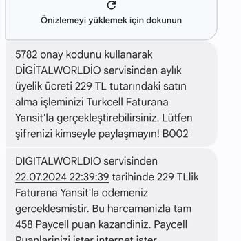 Turkcell Digital World Onaysız İşlem