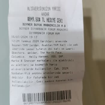 Boyner Hediye Çeki (kandırılma Çeki)