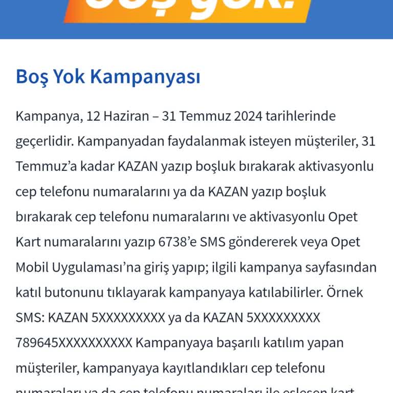 Opet Kampanya Geçerlilik Tarihi Mağduriyeti!
