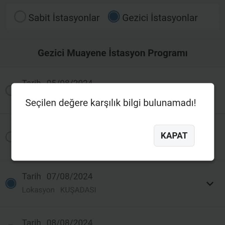 TÜVTÜRK Secilen Değere Karşılık Bulunamadı