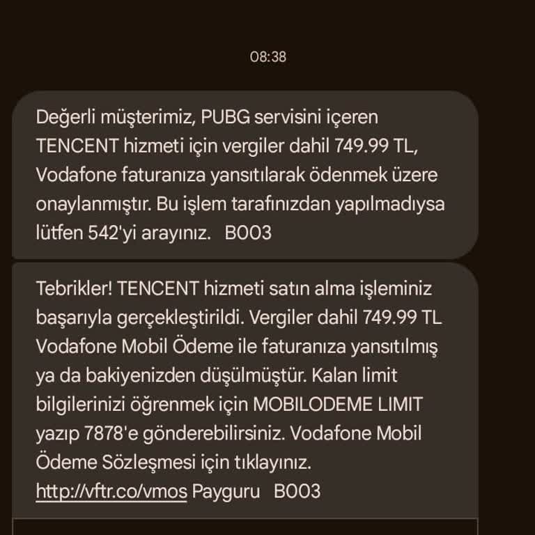 Vodafone Bilgim Dışı Faturama Yansıtılan İşlem İptal Edilmedi