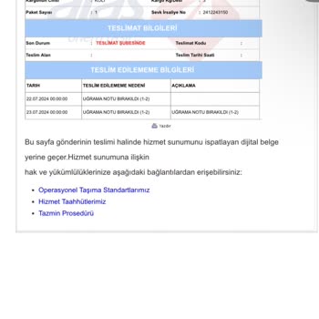 Aras Kargo Bartın Şube Teslim Etmiyor