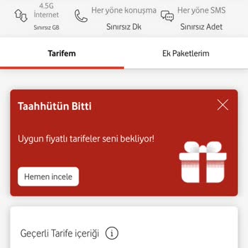Vodafone Yüksek Tarife Ücreti