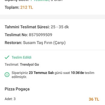 Trendyol Yemek İndirimli Tutar Yerine İndirimsiz Tutar Çekilmiş