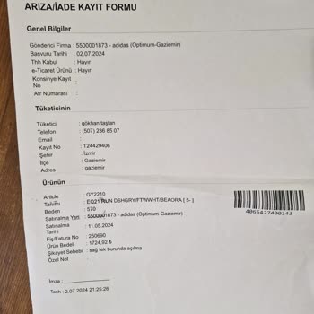 Adidas Optimum İzmir AVM - Sorunlu Ayakkabı Değişim Problemi