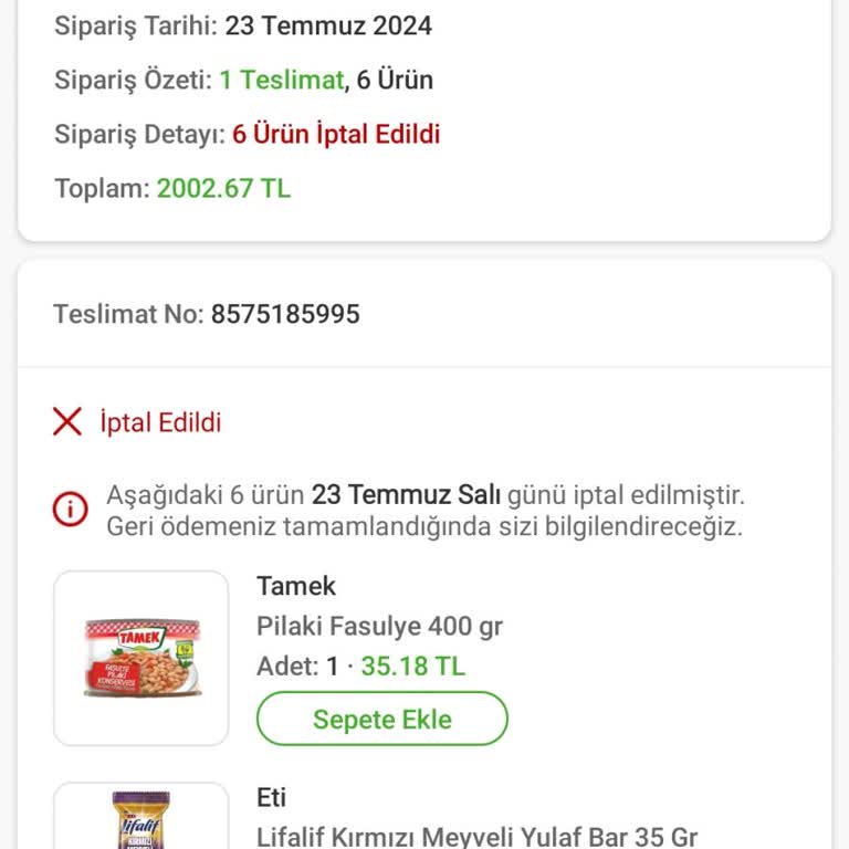 Sakarya Carrefour Adacenter İptalleri