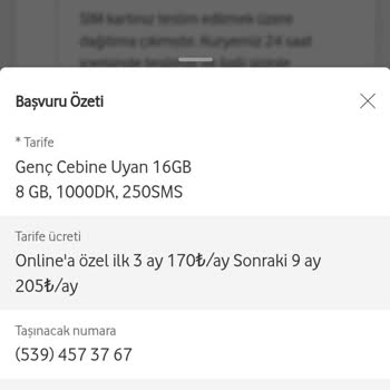 Vodafone Sınırsız WhatsApp'dan Tarife