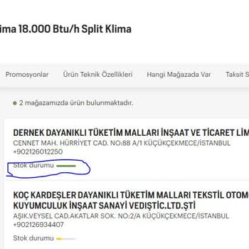 Arçelik Klima Stokta Gözüken Ürünü Göndermiyor