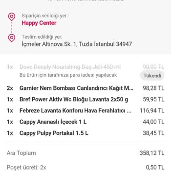 Yemeksepeti Market Alışverişinde Fazla Ödeme Alınması