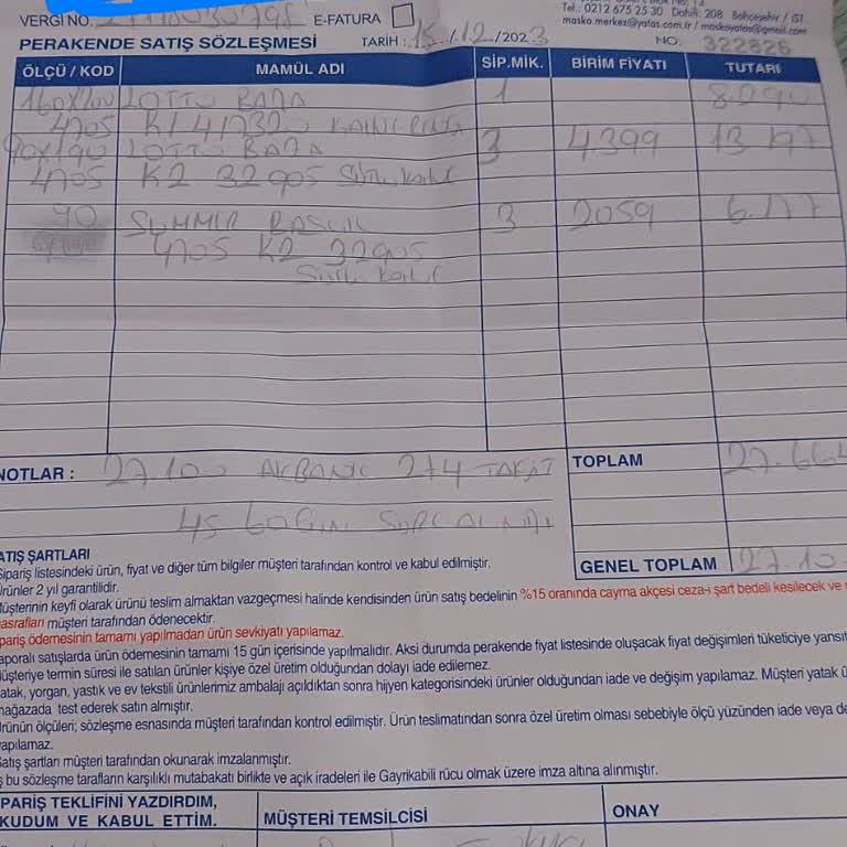 Yataş MASKO Yanlış Gönderilen Bazalar Değiştirilmedi