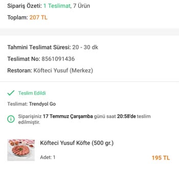 Trendyol Yemek Eksik Ürün Ve Yapılmayan İade