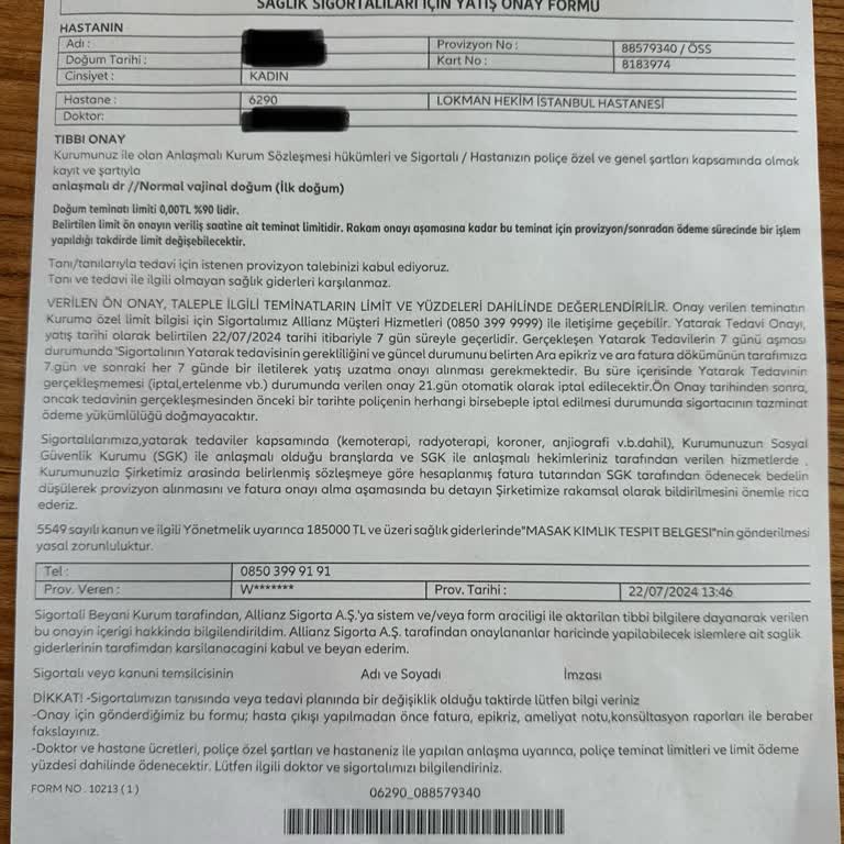 Allianz Sigorta Hastane Ödemesi Mağduriyeti