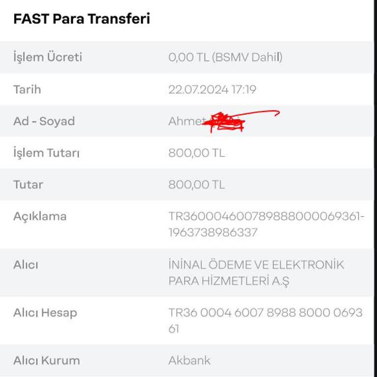 Papara Hesabından Gönderdiğim 800 Tl İninal Hesabına Geçmedi
