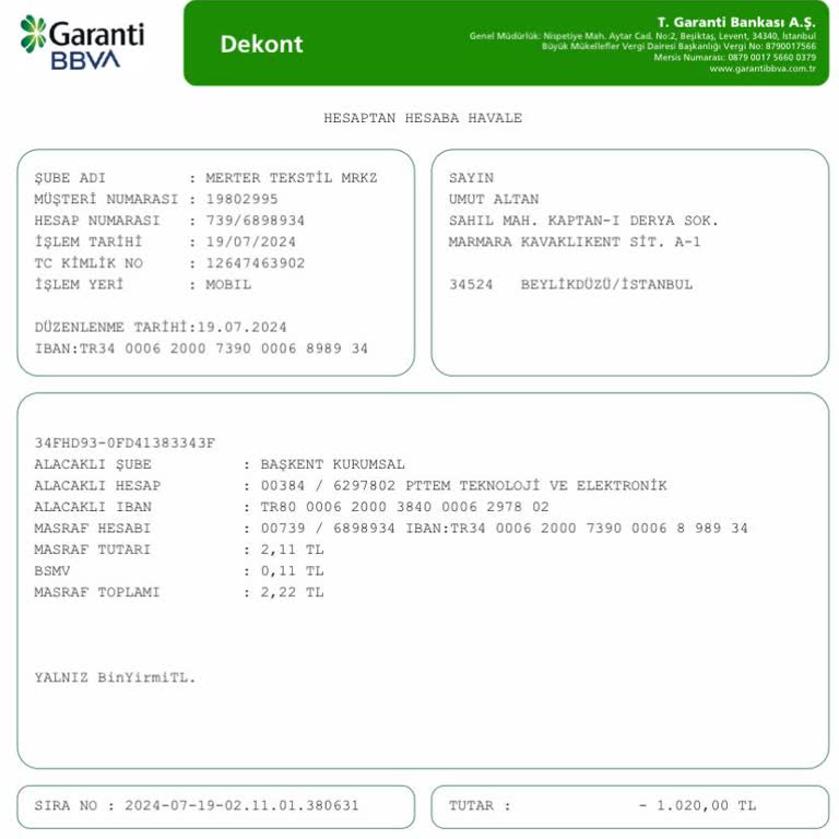 HGS Uygulamasında Yapılan Havale İşlemi Sonuçsuz Kaldı