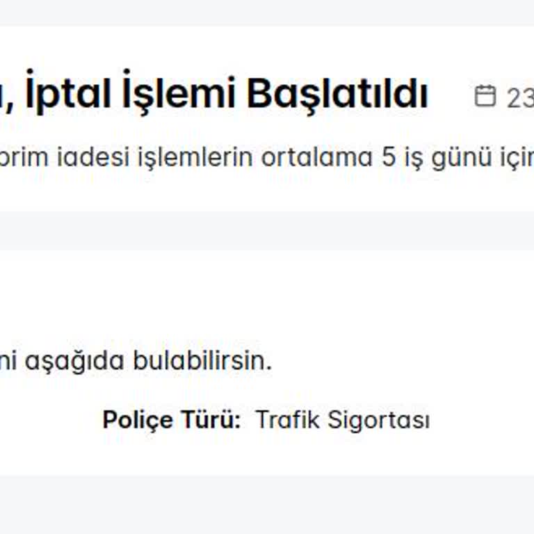 Sigorta Poliçesi İptali Sigortam.net