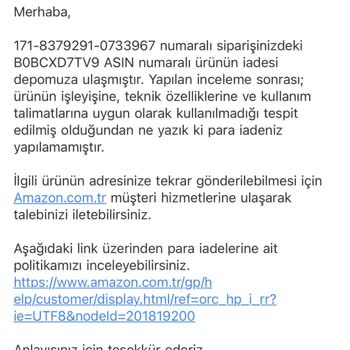 Amazon 14gun İade Süresi Geçti Ve Kusurlu Ürüne Red Verip Geri Göndermediler