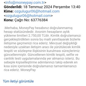 MoneyPay Standart Hesabın Yükleme Limitini Açmıyor, Faiz İşletiyor