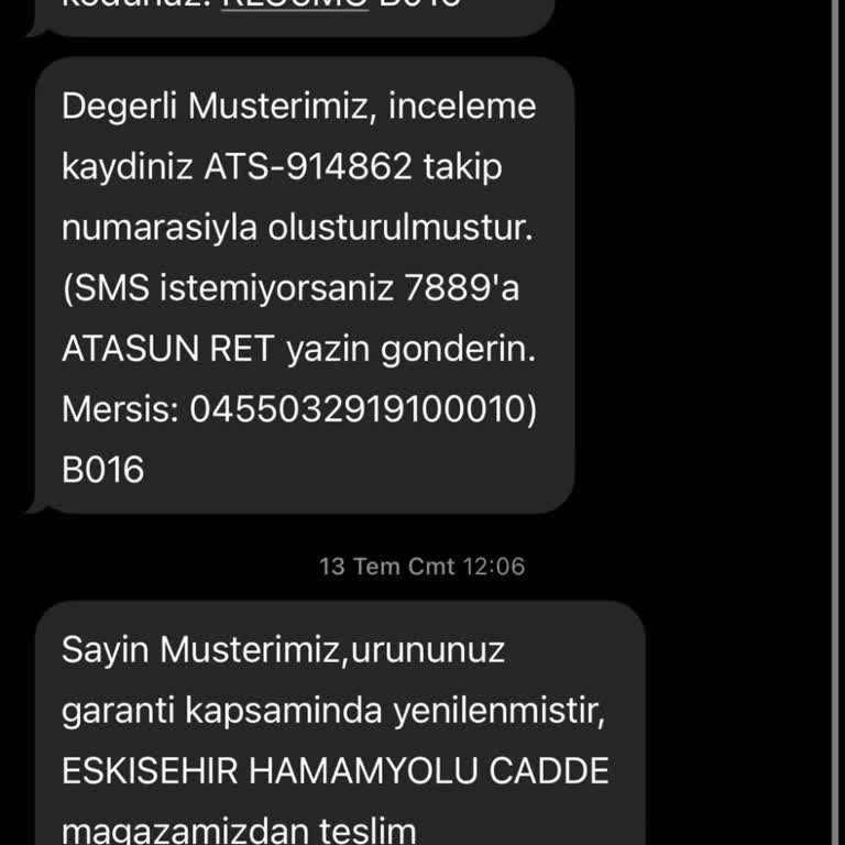 Osse Atasun Optik Garanti Kapsamındaki Güneş Gözlüğümü 20 Gündür Kargoda