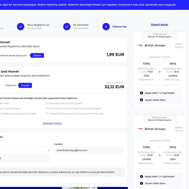 Turna.com Bilet Satın Alırken Para Çekildi Ancak Bilet Yok