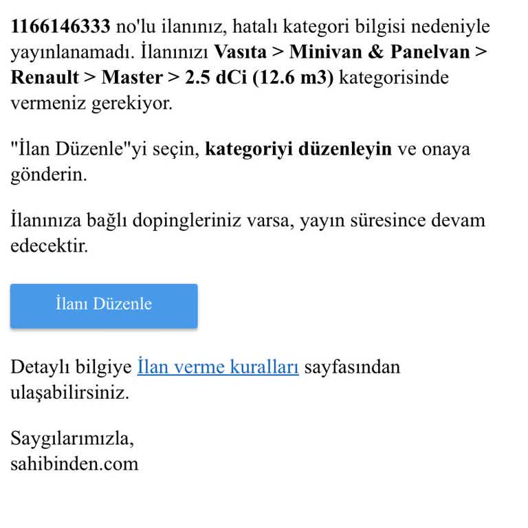 Sahibinden.com İlan Kategorisi Sorunu Ve Müşteri Hizmetleri Yetersizliği