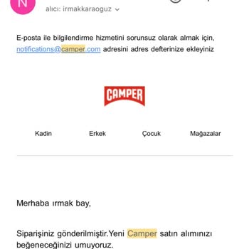 Camper Ayakkabı Teslim Edilememe