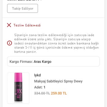 Aras Kargo Siparişim Elime Ulaşmadan İade Edildi Ve Haftalardır Ortada Yok