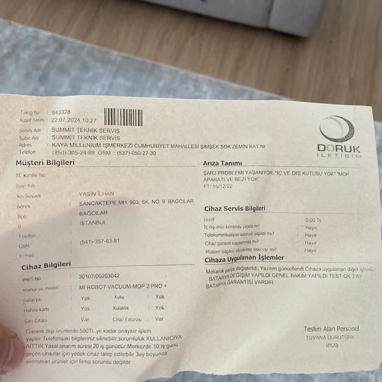 Doruk İletişim Mi Mop Pro 2 Robot Süpürge Şarj Sorunu