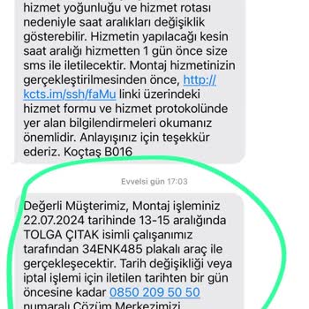 Koçtaş Montaj Hizmeti Pişmanlığı, Gelmediler