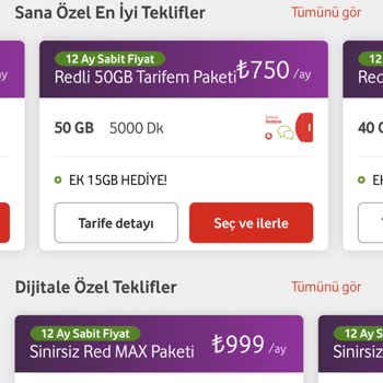 Vodafone Tarife Değişikliği Fiyatları