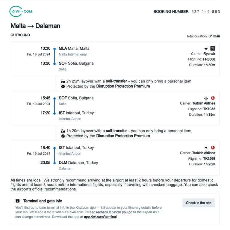 19 Temmuz THY Uçuş