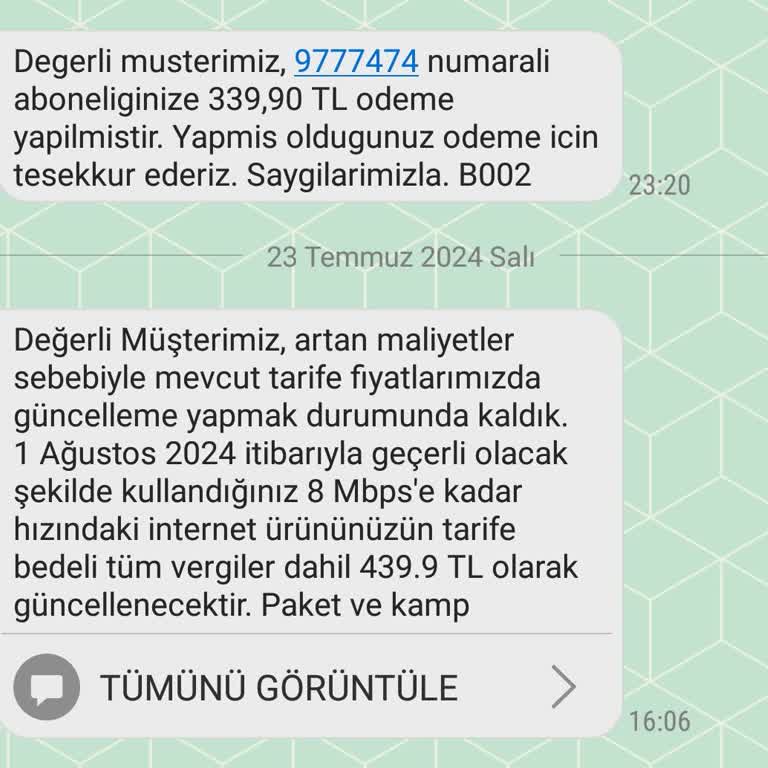 Millenicom Faturaya Sürekli Keyfi Zam Yapıyor.
