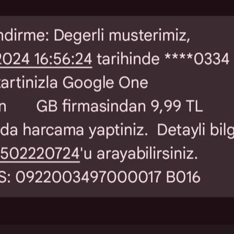 Google One GB Habersiz Para Çekimi
