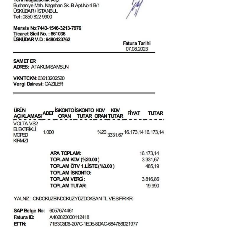 A101 Motor İçin Geçici Tescil Belgesi Gönderilmedi