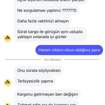 Sürat Kargo Üslupsuz Satıcı Ve Gelmeyen Kargo