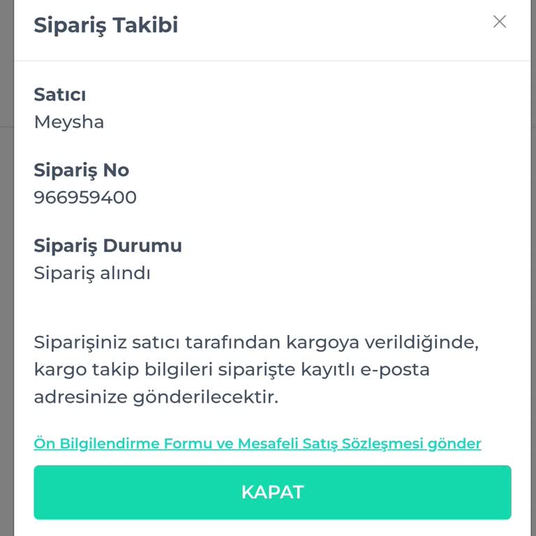 Meysha Siparişin Gelmemesi Memnuniyetsizlik