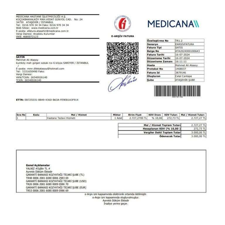 Ataşehir Medicana Kanser Hastasından Haksiz Ücret Alıyor