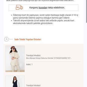 Trendyolmilla Dan İade Konusunda Sorun Yaşadım