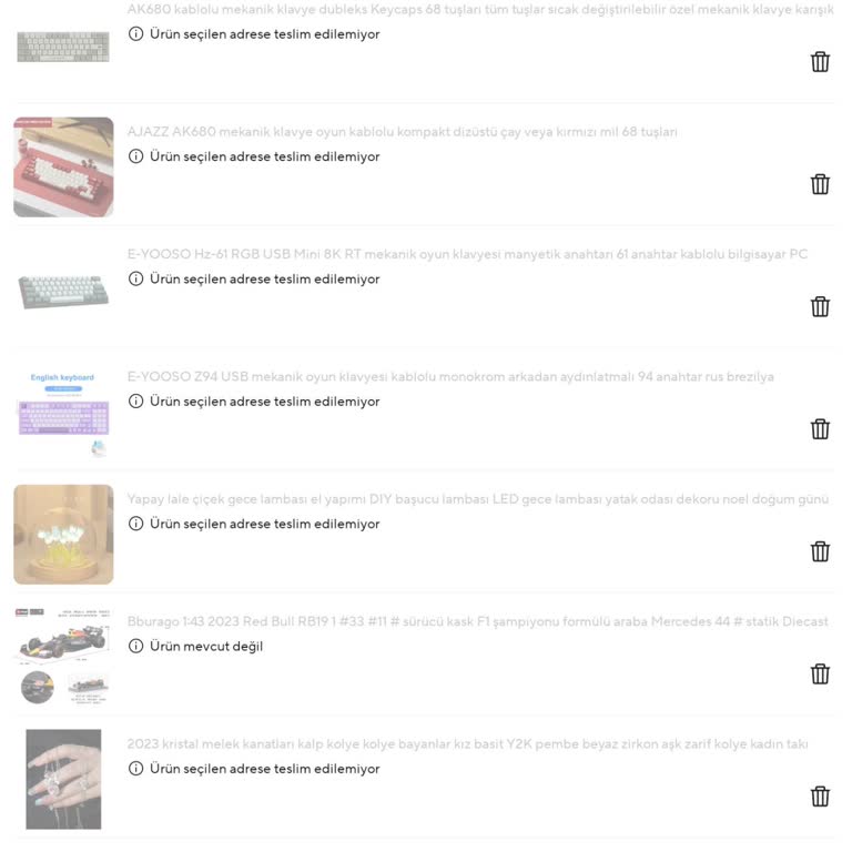 Aliexpress'te Sipariş Problemi