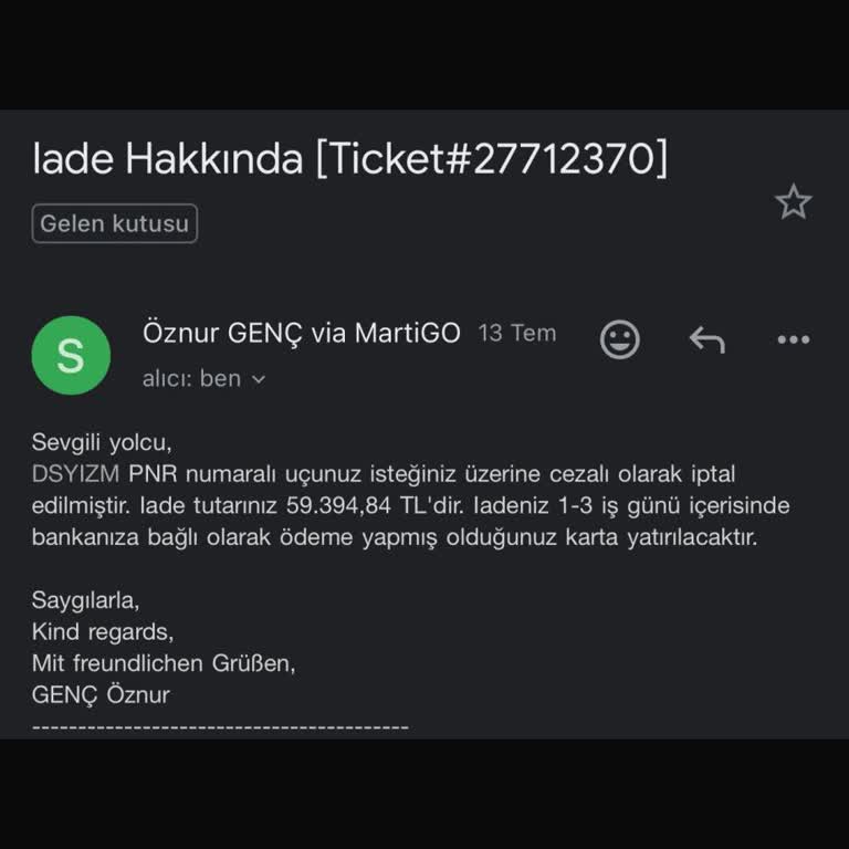 Martigo.com Bilet İptal Ücret İadesi Yapmıyor!