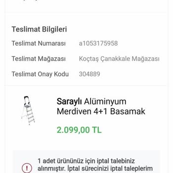 Koçtaş Kafasına Göre Sipariş İptal Ediyor.