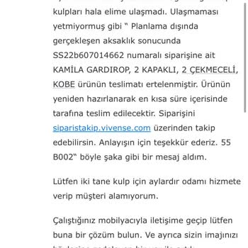 Vivense Ürün Teslimat Ve Kurulum Gecikmeleri