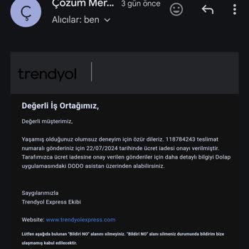 Trendyol Express Kargomu Kaybetti Ve Ücret İadesi Yapmıyor