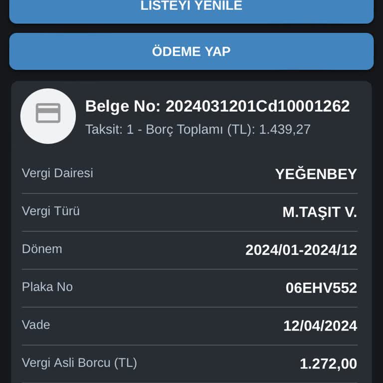 Gelir İdaresi Başkanlığı MTV Borcu Gözüküyor